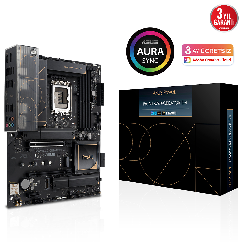 ASUS ProArt B760-CREATOR D4 Intel LGA1700 Soket DDR4 5333(OC)MHz ATX Anakart