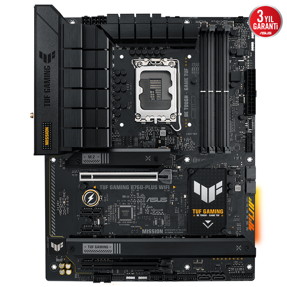 ASUS TUF Gaming B760-Plus WIFI D5 Intel B760 Soket 1700 DDR5 7200(OC)MHz ATX Gaming (Oyuncu) Anakart