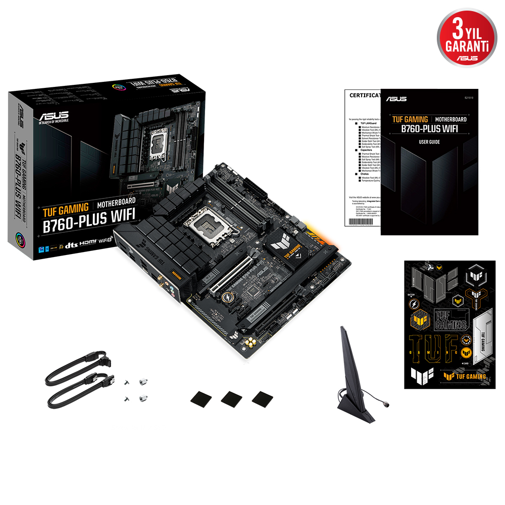 ASUS TUF Gaming B760-Plus WIFI D5 Intel B760 Soket 1700 DDR5 7200(OC)MHz ATX Gaming (Oyuncu) Anakart