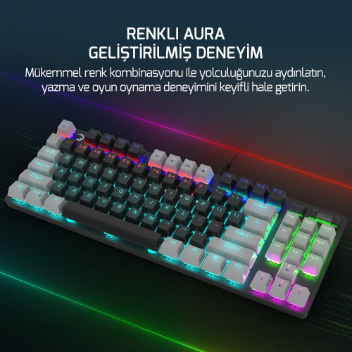 GamePower Eva 5 60M Mekanik Red Switch Türkçe Q 88 Tuş USB Gaming Klavye - 3 Yıl Garantili