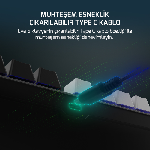 GamePower Eva 5 60M Mekanik Red Switch Türkçe Q 88 Tuş USB Gaming Klavye - 3 Yıl Garantili