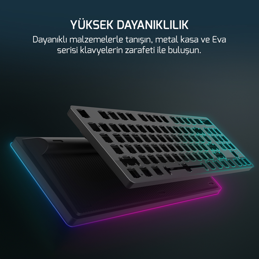 GamePower Eva 5 60M Mekanik Red Switch Türkçe Q 88 Tuş USB Gaming Klavye - 3 Yıl Garantili