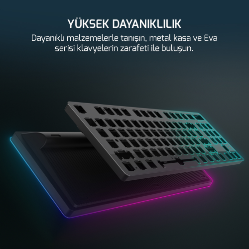 GamePower Eva 5 60M Mekanik Red Switch Türkçe Q 88 Tuş USB Gaming Klavye - 3 Yıl Garantili