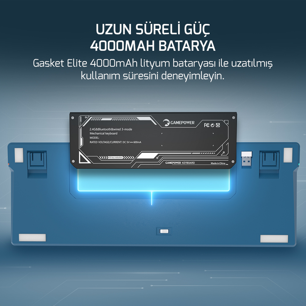 GamePower Gasket Elite RGB Wireless/Bluetooth/Kablolu Mekanik Red Switch Gasket Gaming Klavye