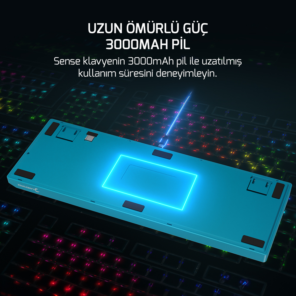 GamePower Sense RGB Wireless/Bluetooth/Kablolu Mekanik Red Switch Gaming Klavye