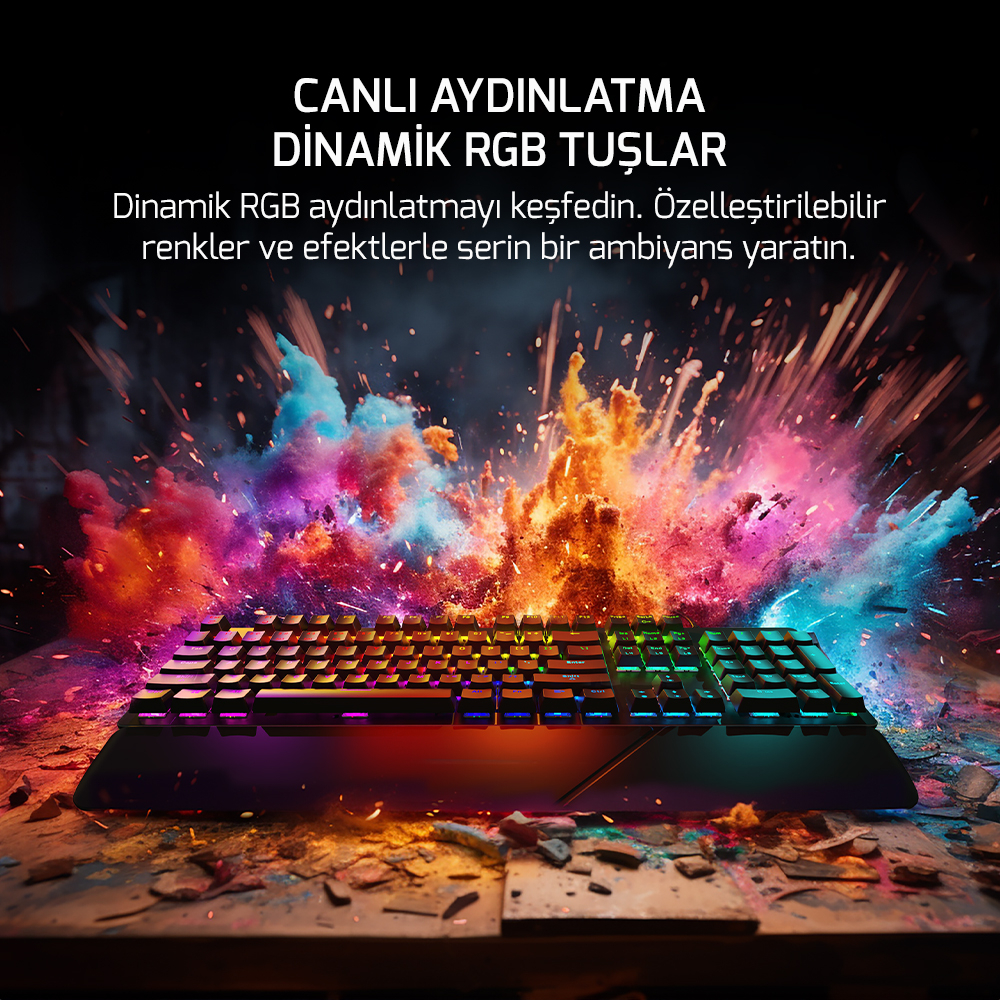 GamePower Calypso V2 RGB Optik Su ve Toza Dayanıklı Mekanik Red Switch USB DIY Gaming Klavye