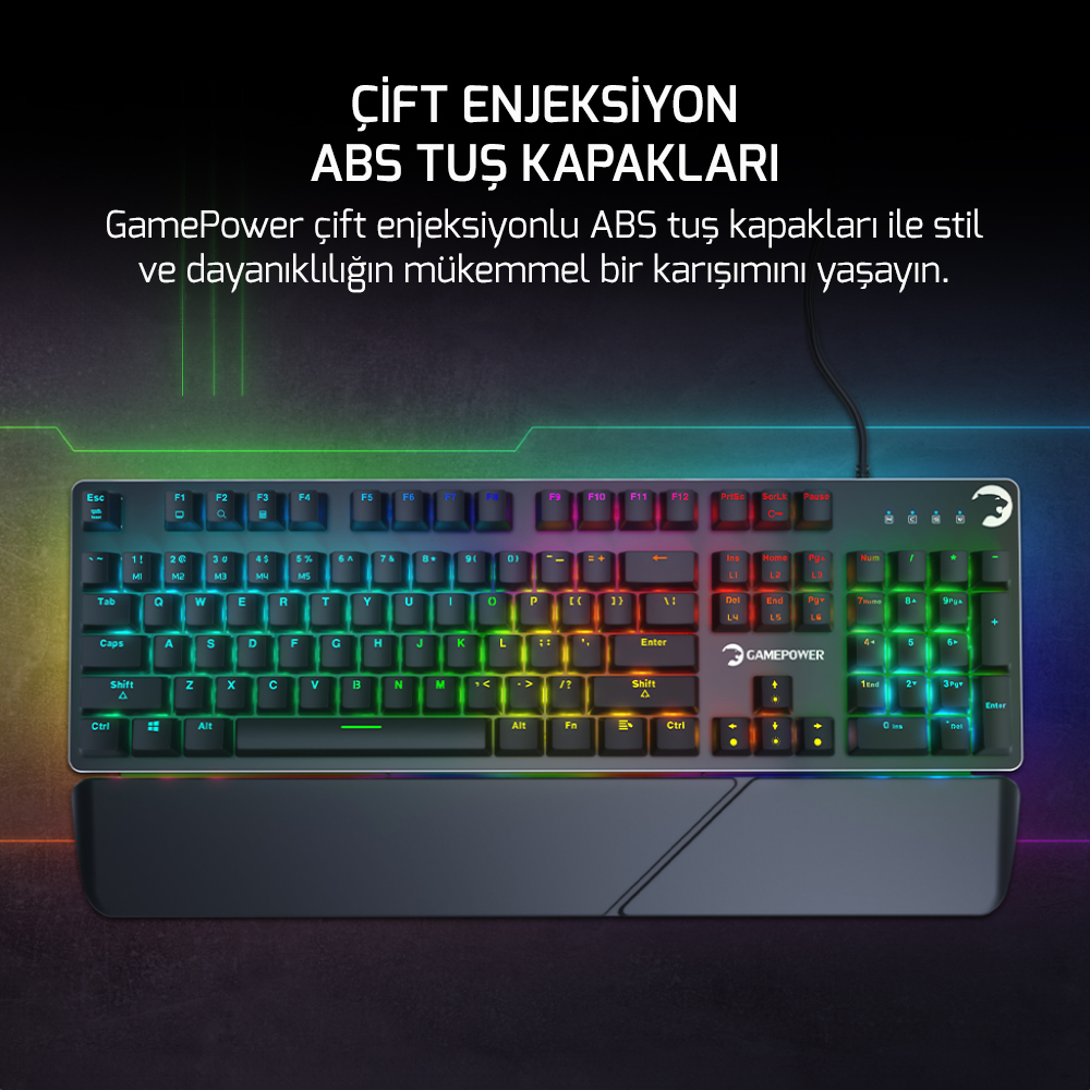 GamePower Calypso V2 RGB Optik Su ve Toza Dayanıklı Mekanik Red Switch USB DIY Gaming Klavye