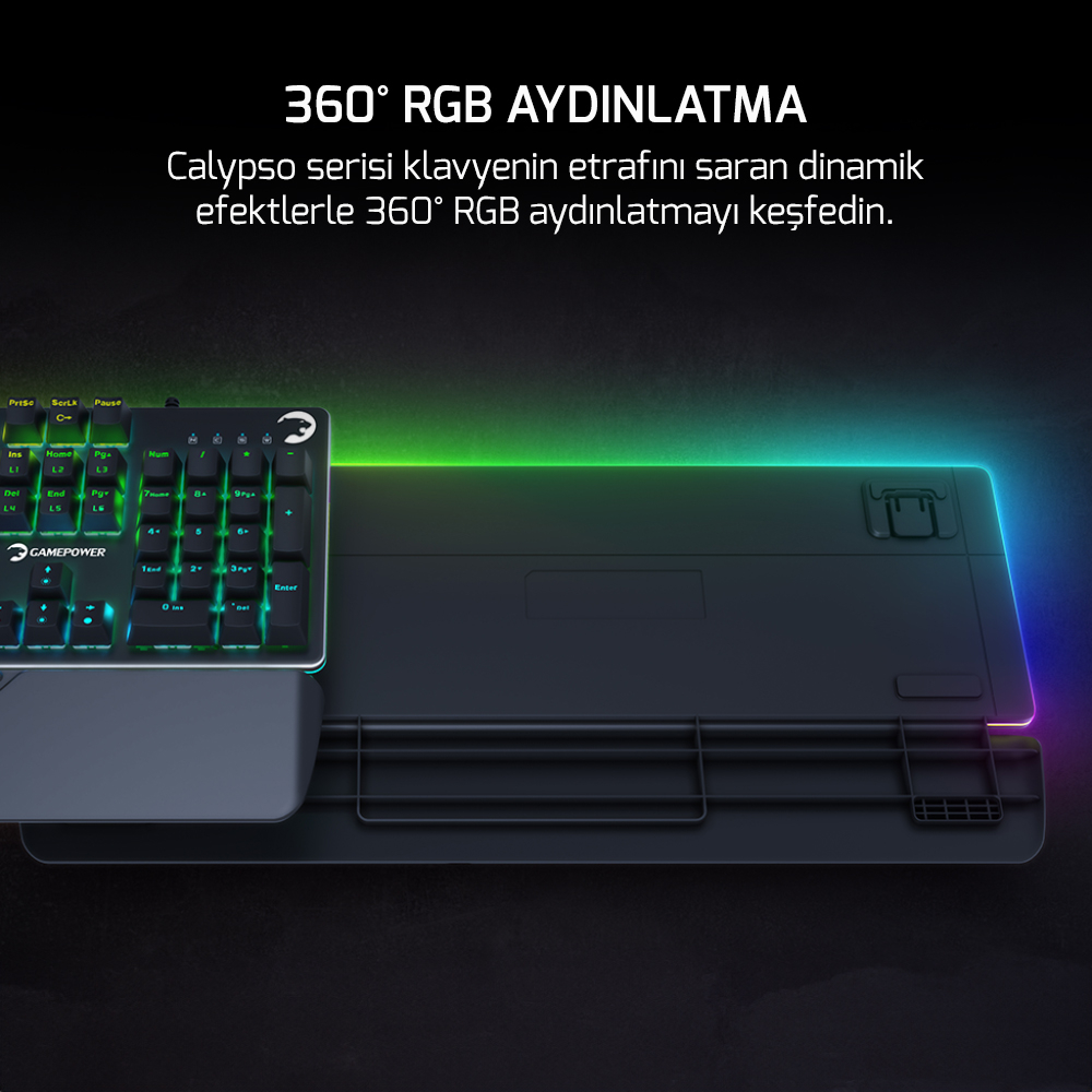 GamePower Calypso V2 RGB Optik Su ve Toza Dayanıklı Mekanik Red Switch USB DIY Gaming Klavye