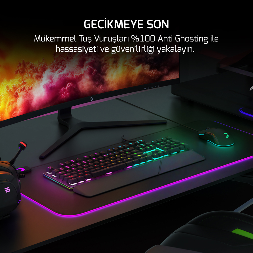 GamePower Calypso V2 RGB Optik Su ve Toza Dayanıklı Mekanik Red Switch USB DIY Gaming Klavye
