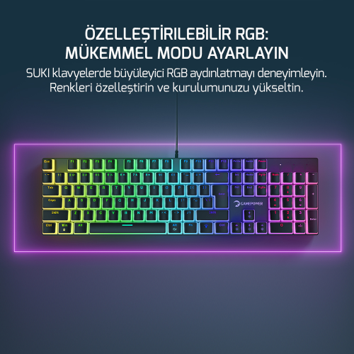 Gamepower Suki Mekanik Kırmızı Switch Puding Keycaps Türkçe Q 104 Tuş USB Gaming Klavye