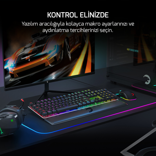 GamePower Ogre RGB 60M Red Switch Türkçe Q USB Mekanik Gaming Klavye