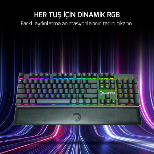 GamePower Ogre RGB 60M Red Switch Türkçe Q USB Mekanik Gaming Klavye