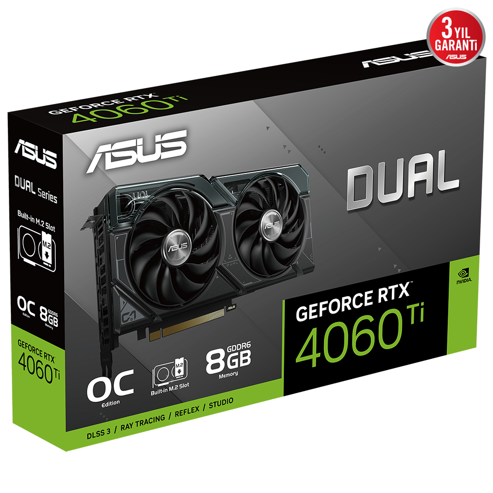 ASUS Dual GeForce RTX 4060 TI OC DUAL-RTX4060TI-O8G-SSD 8GB GDDR6 128Bit DLSS 3 Gaming (Oyuncu) Ekran Kartı