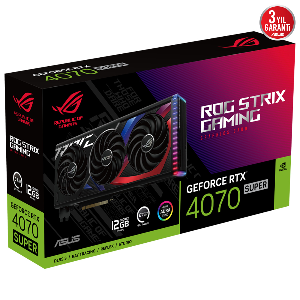 ASUS ROG Strıix RTX 4070 SUPER 12G ROG-STRIX-RTX4070S-12G-GAMING GDDR6X 192Bit DX12 DLSS 3 Gaming (Oyuncu) Ekran Kartı