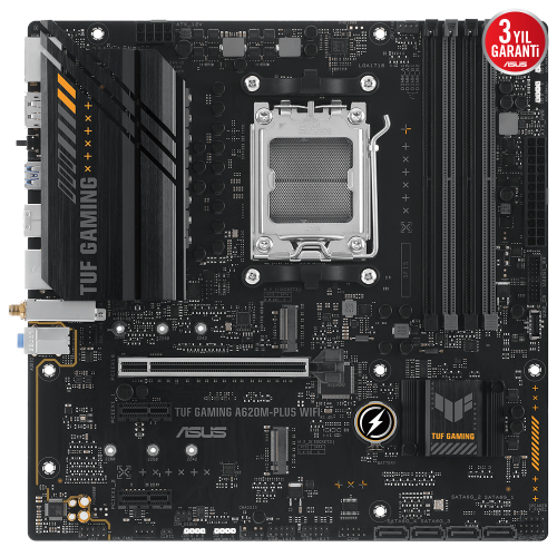 ASUS TUF Gaming A620M-PLUS WIFI AMD A620 Soket AM5 DDR5 6400(OC)MHz mATX Anakart