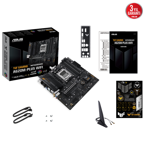 ASUS TUF Gaming A620M-PLUS WIFI AMD A620 Soket AM5 DDR5 6400(OC)MHz mATX Anakart