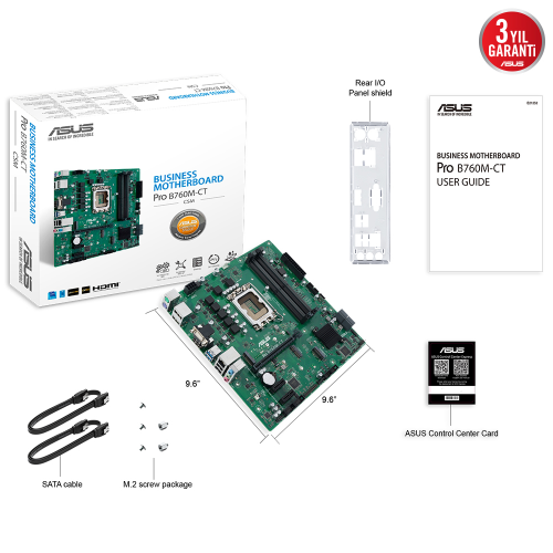 ASUS PRO B760M-CT-CSM DDR5 AMD B760 AM5 Soket DDR5 6200(OC)MHz mATX Anakart