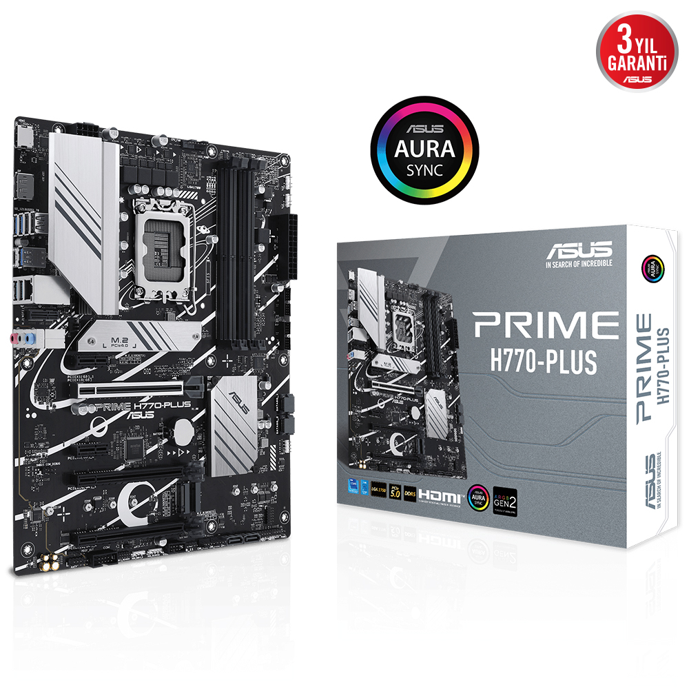 ASUS Prime H770-PLUS Intel H770 Soket 1700 DDR5 7200(OC)MHz ATX Gaming (Oyuncu) Anakart
