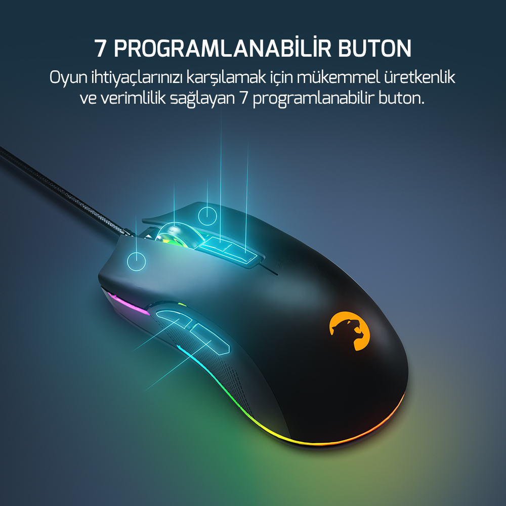 GamePower Ursa 10.000DPI 7 Tuş RGB Optik Gaming Mouse
