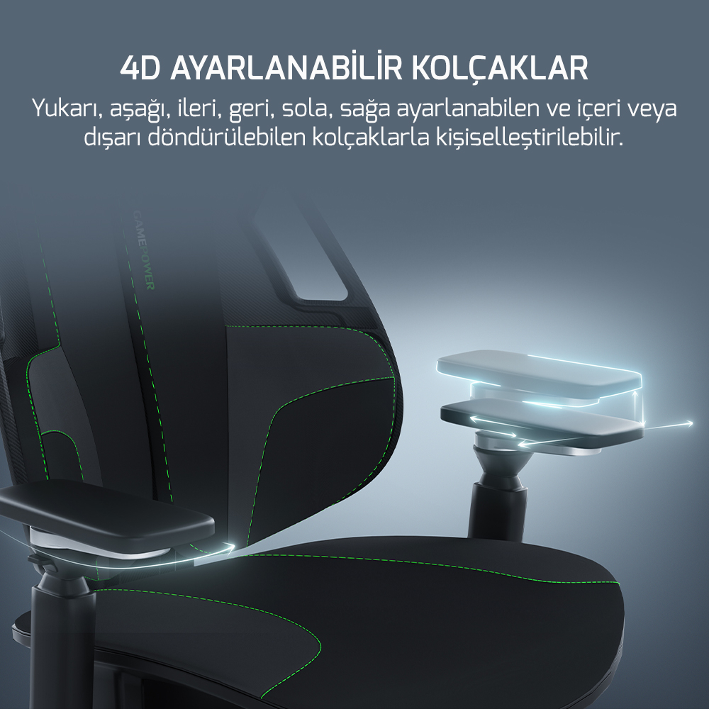 GamePower Throne Siyah-Yeşil Gaming Oyuncu Koltuğu