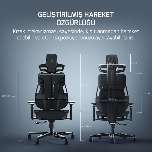 GamePower Throne Siyah-Yeşil Gaming Oyuncu Koltuğu