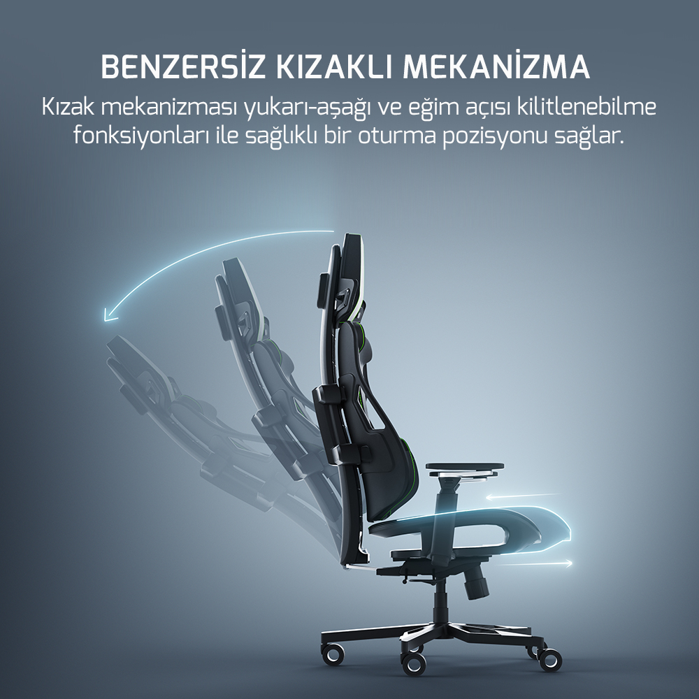 GamePower Throne Siyah-Yeşil Gaming Oyuncu Koltuğu