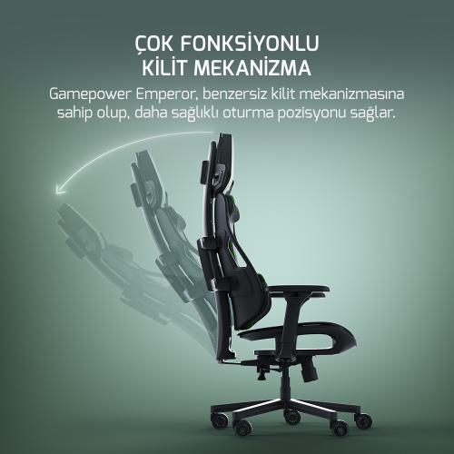 GamePower Emperor Siyah/Yeşil Gaming (Oyuncu) Koltuk