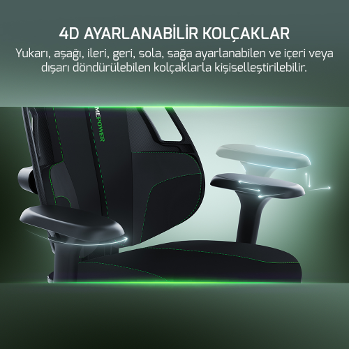 GamePower Emperor Siyah/Yeşil Gaming (Oyuncu) Koltuk