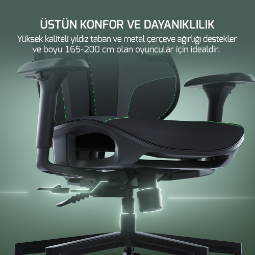 GamePower Emperor Siyah/Yeşil Gaming (Oyuncu) Koltuk