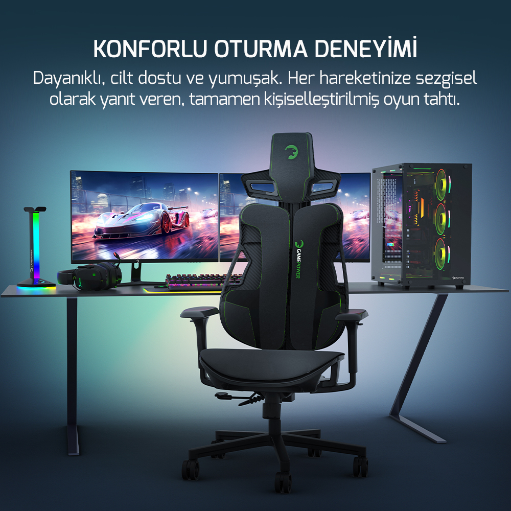GamePower Emperor Siyah/Yeşil Gaming (Oyuncu) Koltuk