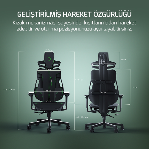GamePower Emperor Siyah/Yeşil Gaming (Oyuncu) Koltuk