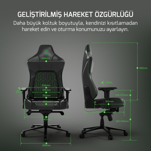 GamePower Comfort Siyah-Yeşil Gaming Oyuncu Koltuğu