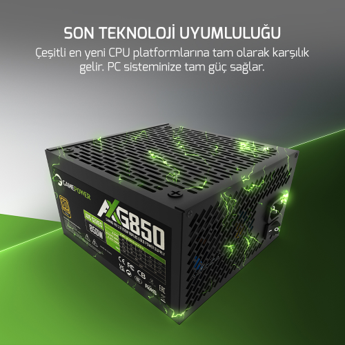 GamePower AXG-850 14CM 850W Gold  80+ ATX 3.1 PCI-E 5.1 Power Supply - 5 Yıl Garantili