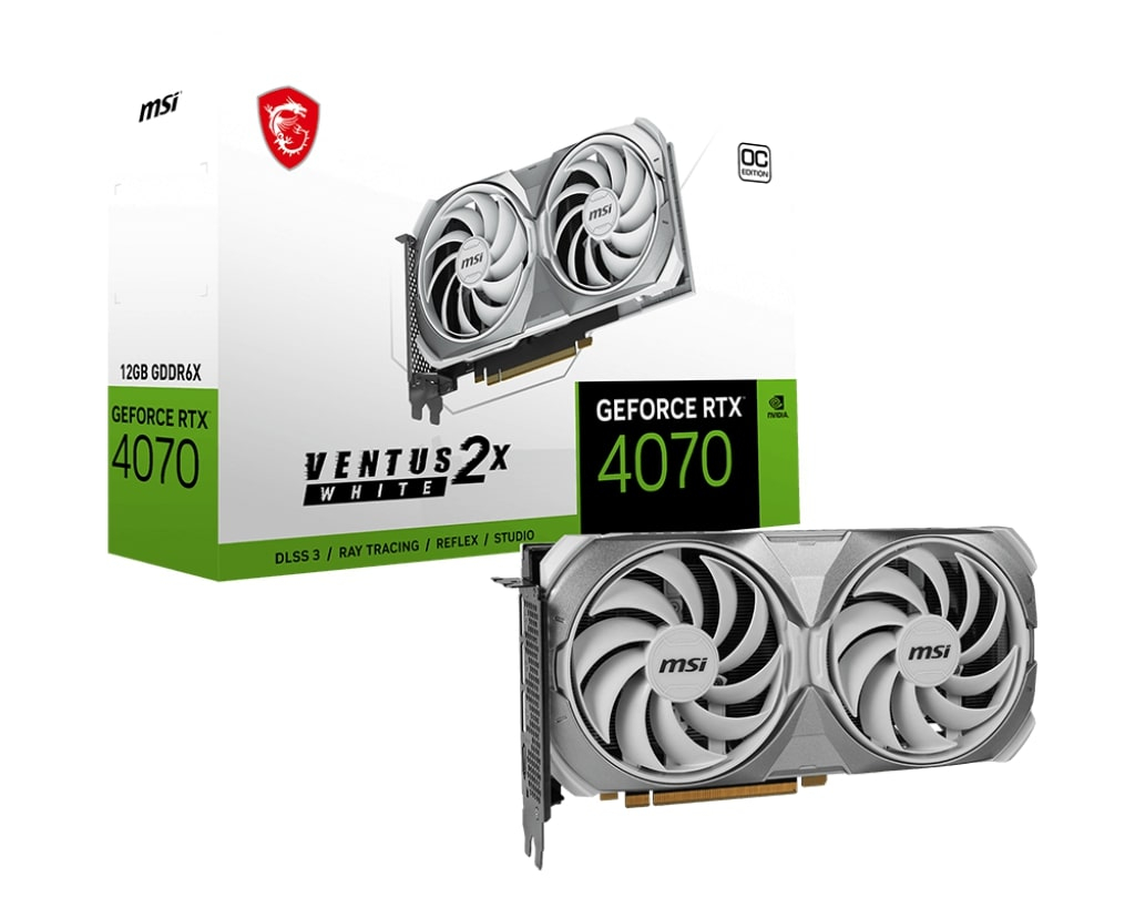 MSI GeForce RTX 4070 VENTUS 2X WHITE 12G OC GDDR6X 192BIT DX12 DLSS 3 Gaming (Oyuncu) Ekran Kartı