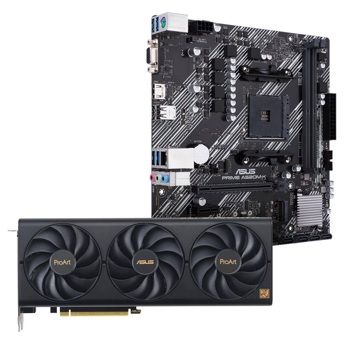 ASUS PROART-RTX4060-O8G Ekran Kartı + Asus Prime A520M-K AMD mATX DDR4 Anakart Bundle