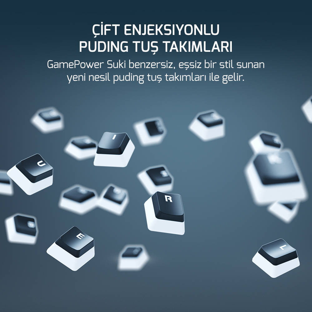 GamePower Suki TKL Mekanik Blue Outemu Switch Puding Keycaps İngilizce Q USB Gaming Klavye