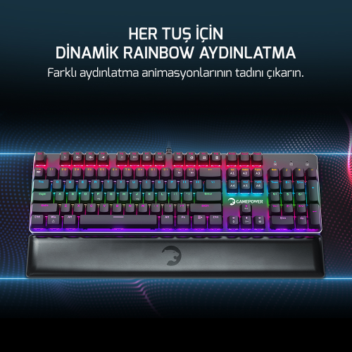 GamePower Ogre Rainbow 60M Red Switch Türkçe Q USB Mekanik Gaming Klavye - 3 Yıl Garantili