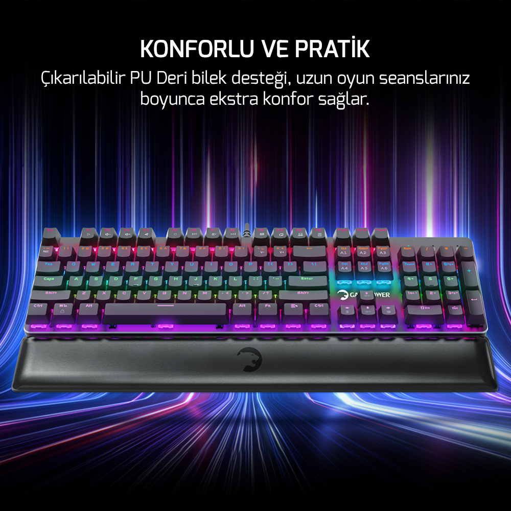 GamePower Ogre Rainbow 60M Red Switch Türkçe Q USB Mekanik Gaming Klavye - 3 Yıl Garantili