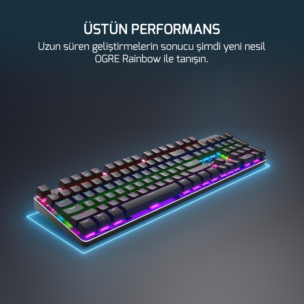 GamePower Ogre Rainbow 60M Red Switch Türkçe Q USB Mekanik Gaming Klavye - 3 Yıl Garantili