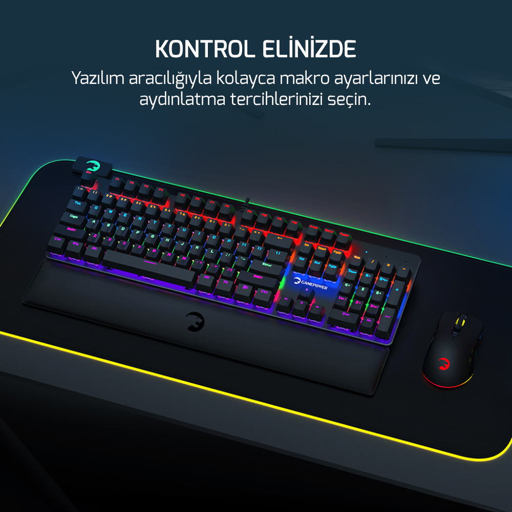 GamePower Ogre Rainbow 60M Red Switch Türkçe Q USB Mekanik Gaming Klavye - 3 Yıl Garantili