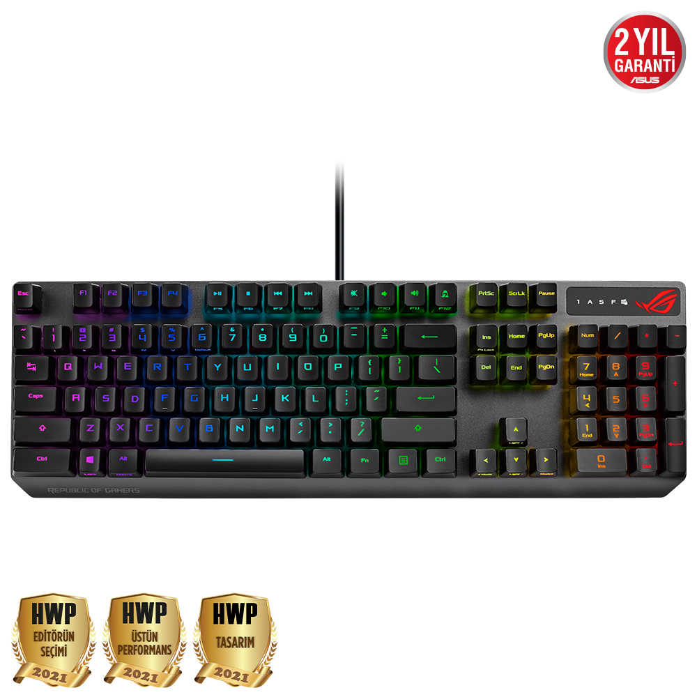 ASUS ROG Strix Scope RX Aura Sync Mekanik Blue Switch RGB Kablolu Gaming (Oyuncu) Klavye