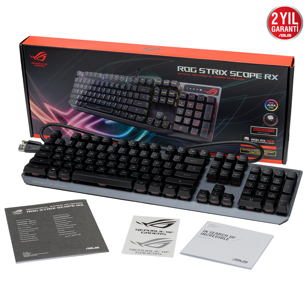 ASUS ROG Strix Scope RX Aura Sync Mekanik Blue Switch RGB Kablolu Gaming (Oyuncu) Klavye