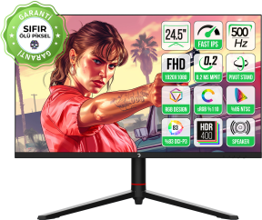 GamePower 24.5″ Scorp S10 RGB 500HZ 0.2MS FHD Flat FAST IPS Pivot HDR400 Speaker Gaming Monitör (Sıfır Ölü Piksel Garantili)