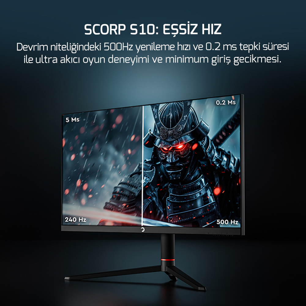 GamePower 24.5″ Scorp S10 RGB 500HZ 0.2MS FHD Flat FAST IPS Pivot HDR400 Speaker Gaming Monitör (Sıfır Ölü Piksel Garantili)