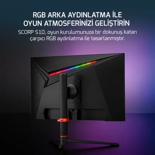 GamePower 24.5″ Scorp S10 RGB 500HZ 0.2MS FHD Flat FAST IPS Pivot HDR400 Speaker Gaming Monitör (Sıfır Ölü Piksel Garantili)