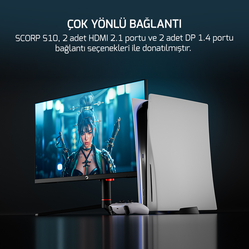 GamePower 24.5″ Scorp S10 RGB 500HZ 0.2MS FHD Flat FAST IPS Pivot HDR400 Speaker Gaming Monitör (Sıfır Ölü Piksel Garantili)