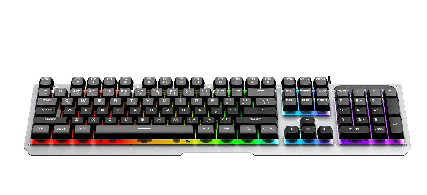 Lenovo Lecoo KB121 Rainbow Mekanik Hisli Membran Türkçe Q Gri Gaming (Oyuncu) Klavye