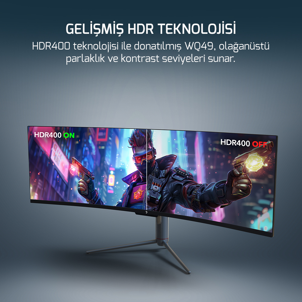 GamePower WQ49 49'' 1ms 144Hz Curved DFHD 3840*1080 Gaming Monitör (Sıfır Ölü Piksel Garantili)
