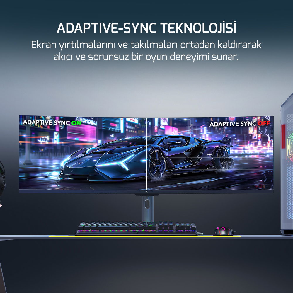 GamePower WQ49 49'' 1ms 144Hz Curved DFHD 3840*1080 Gaming Monitör (Sıfır Ölü Piksel Garantili)