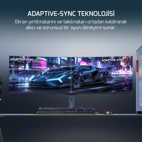 GamePower WQ49 49'' 1ms 144Hz Curved DFHD 3840*1080 Gaming Monitör (Sıfır Ölü Piksel Garantili)